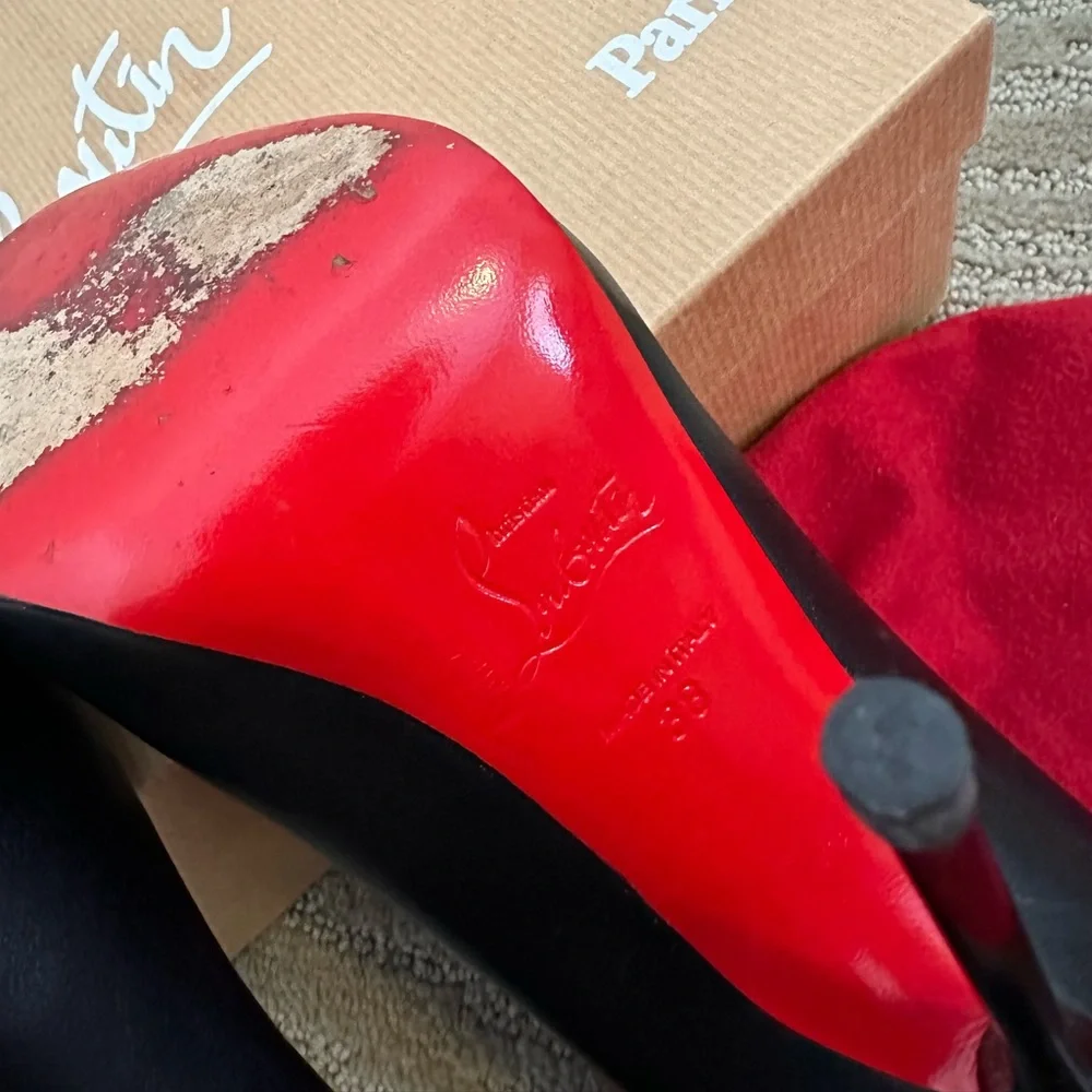 Christian Louboutin Shiny Nappa Big Lips 120 Pumps 38 Black - Picture 8 of 15